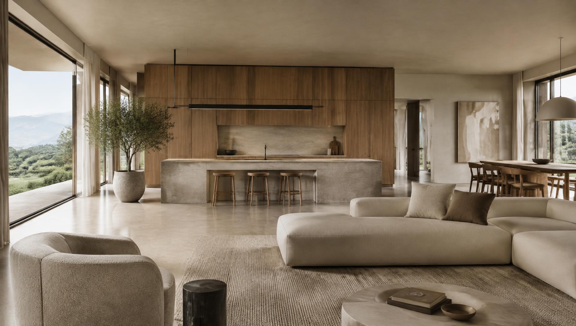 Open space Febal Casa con cucina in legno e living